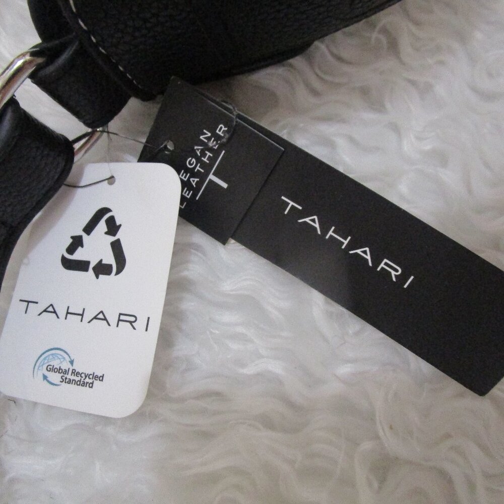 TAHARI Roma Faux Leather Shoulder Bag In Pearl/black NWT - Picture 9 of 10